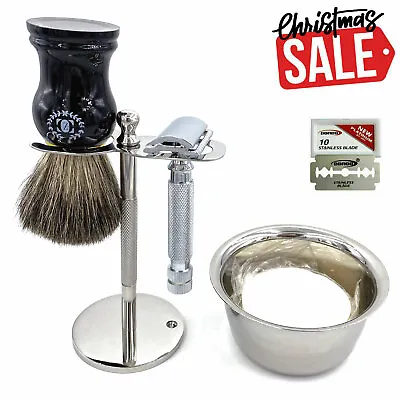 5 Pc Badger Brush Men De Safety Razor Shaving Set  Christmas Gift • $17.49