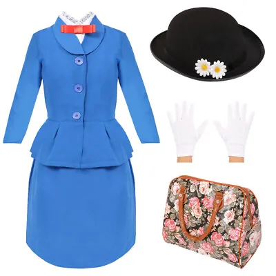 Childs Magical Nanny Costume World Book Day Kids Girls Fancy Dress Mary Poppins • £13.99