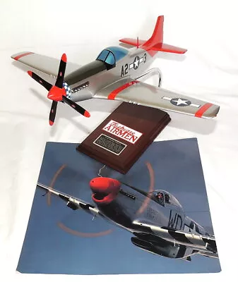 Mahogany Wood Hand Made Tuskegee Airmen P-51D Airplane W/Stand • $149.95