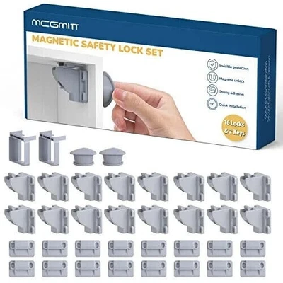 £15.99 • Buy 16 Magnetic Child Locks For Kitchen Cupboards 2 Keys 2 Installation Locators- UK