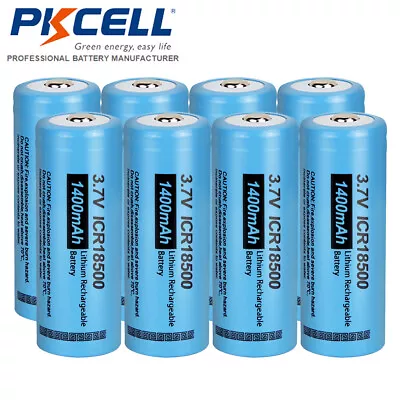 8x ICR18500 3.7V 1400mAh Li-ion Rechargeable Batteries Button Top For Flashlight • $21.49