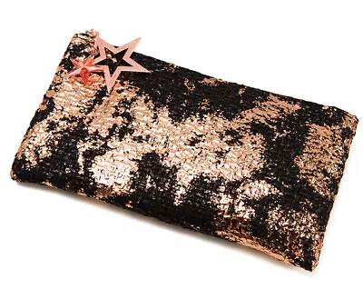 MAC Metallic Rose Gold Black Makeup Cosmetic Zipper Bag NEW - Free Shipping • $12.25