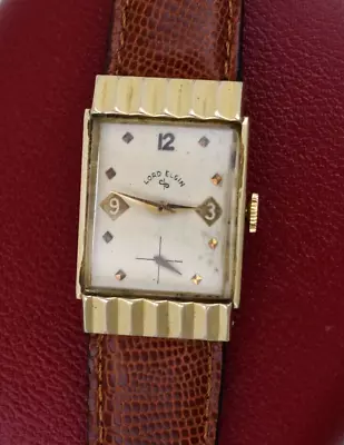 Lord Elgin Men’s Deco Wrist Watch RUNS 14K Gold Filled No Reserve • $49