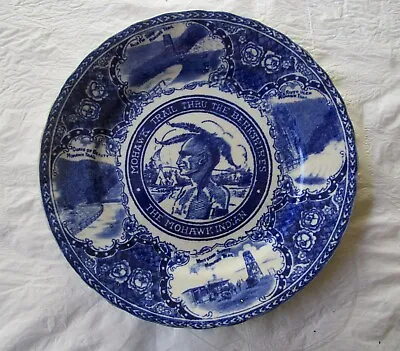 Antique Rowland & Marsellus MOHAWK TRAIL Dark Blue 9  Plate Staffordshire UK • $28
