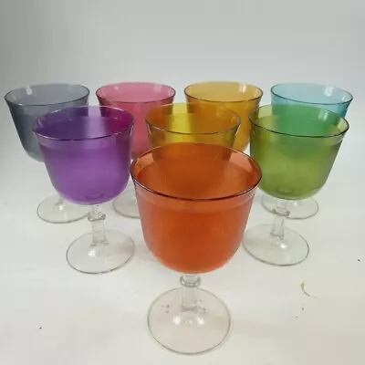 Multi Colored Set Of 8 Vintage Wine Glasses Plastic Cups Dessert Cups • $28