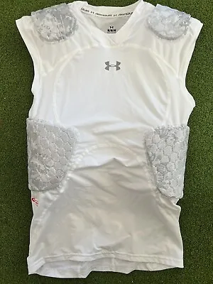 Under Armour UA Gameday Armour HEX 5-Pad Compression Shirt White Mens Medium • $25