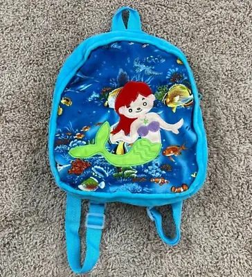 LITTLE MERMAID Kids Blue Backpack DOLLIBU Terry Cloth Adjustable Straps Zipper • $5