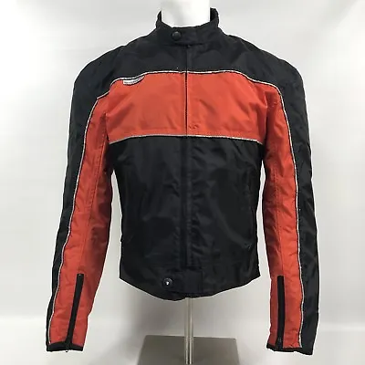 MAS Motorcycle Jacket Body Armor Nylon Shell Orange Black Mens Size S • $19.99