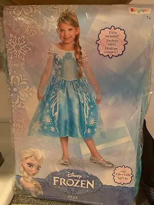 Disney Frozen Princess Elsa Fancy Sparkle Dress Costume 7-8 Tiara + Necklace New • $15.29