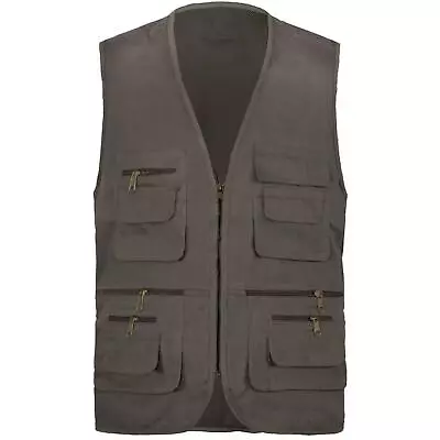 Men’s Multi Pocket Waistcoat Safari Vest Gilet Jacket Fishing Hunting BodyWarmer • £14.99