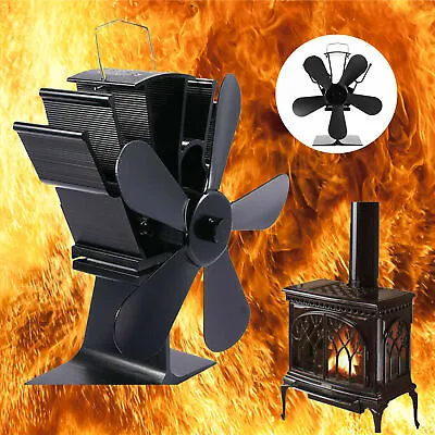 5 Blades Heat Self-Powered Wood Stove Fan Top Burner Fireplace Silent Ecofan US • $33.19