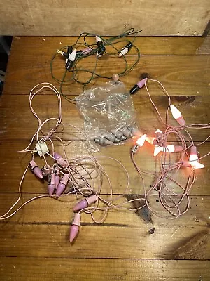 Vintage Christmas PINK C6 Bulbs String Lot • $25