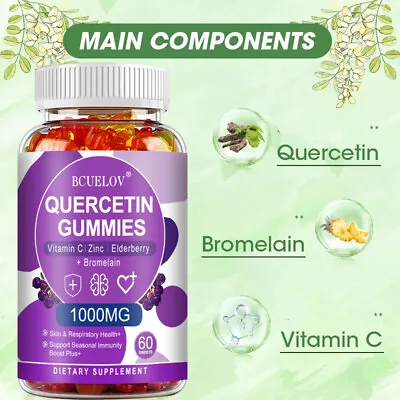 Quercetin Bromelain 1000mg Vegan Gummies Genuine Extract Strong Supplement • £8.98