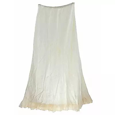 Rhythm Lingerie Vintage 50s Cream Ruffle Trim Straight Maxi Slip Skirt • $35