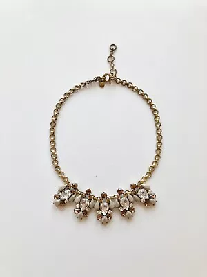 J CREW Aged Brass Multicolor Tear Drop Cluster Crystal Statement Necklace • $25