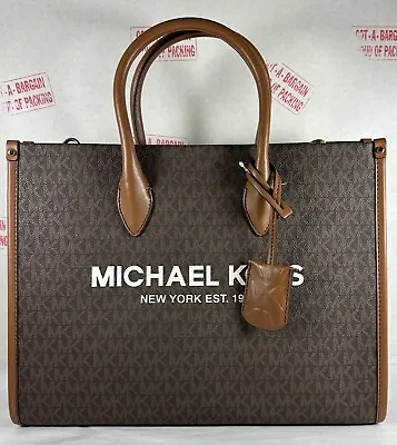 Michael Kors Mirella Medium EW Brown MK Logo  Satchel Shoulder Tote Bag • $134.98