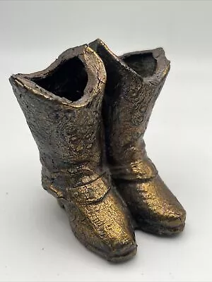 SOUVENIR VINTAGE BRONZE/BRASS COWBOY BOOTS MINI 2.5  X 2  X 2' M-426 • $8.99