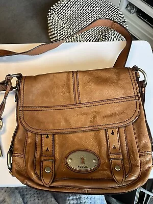 Fossil Ladies Satchel Style Shoulder Bag Tan Leather  • £30