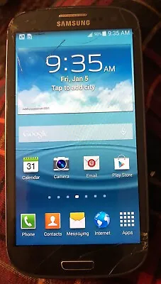 Samsung Galaxy S3 SGH-I747 ATT Blue 16GB Fast Ship Very Good Used Glass Cracks • $36.88