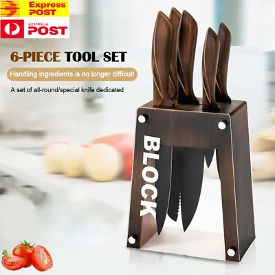 Kitchen Knife Set 6 PieceStainless Steel Rust Chef Knife With Clear Knife Block • $45.80