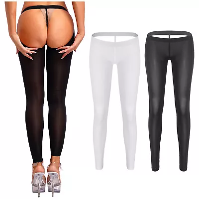 Womens Mesh Semi See-through Low Waist Pencil Skinny Long Pants Sexy Lingerie • $5.36