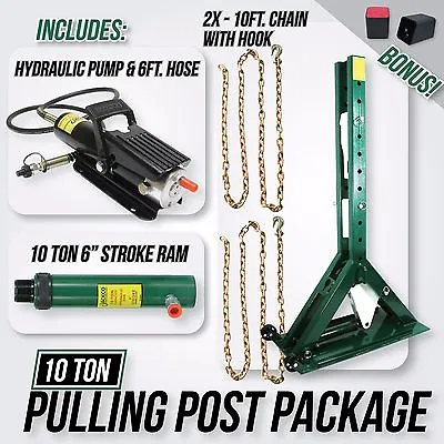 Pulling Power Post 55.5  Tall With Pump 6ft Hose Chains & 10 Ton Ram 6  Stroke • $1599