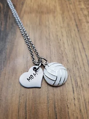 Volleyball Mom Heart Necklace Volleyball Jewelry Gift 18  Chain • $12.99