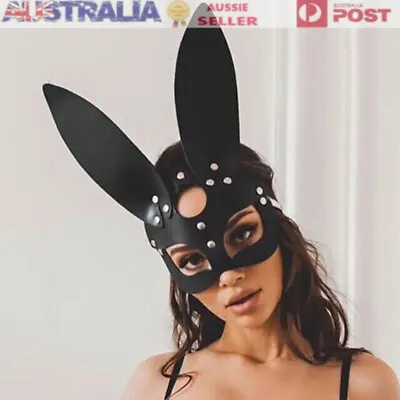 New Women Face Harness Bunny Mask Masquerade Cosplay Costume PU Leather Eyemask • $16.55