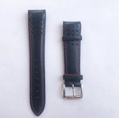 21mm For Seiko Sportura SCJC043 - SNAE75J1-P1 Leather Watch Band Red Stitches • £21.59