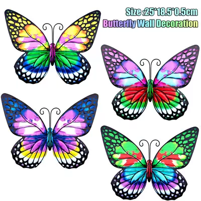 Home Fence Ornament Metal Colorful Butterfly Garden Decoration Wall Art Hanging • £6.52