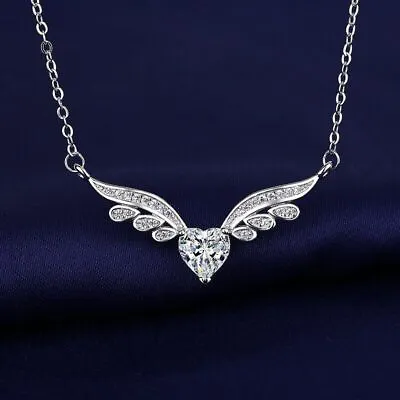 £3.99 • Buy Elegant Crystal Angel Wing Heart Choker Necklace Women Girls Silver Jewellery 