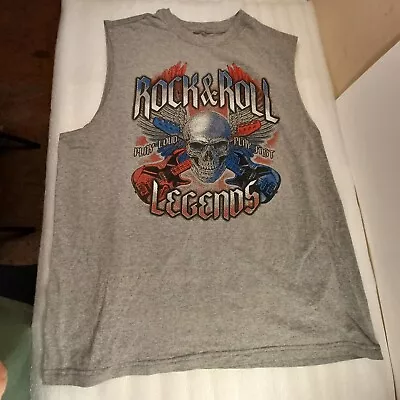 Patriotic Brand Rock & Roll Legends Tshirt Gray Sleeveless Tank Top Mens Large • $9.87