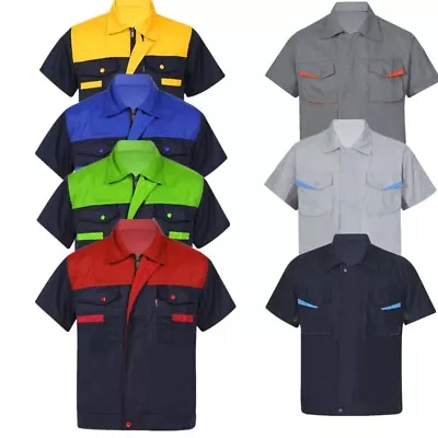 Men Work Shirt Auto Mechanic Technician Uniform Short Sleeve Industrial T-shirts • $19.11