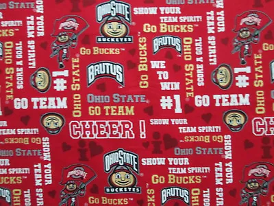 Ohio State University Cheer Words Glitter Buckeyes Osu Red Cotton Fabric Fq  • $6.40