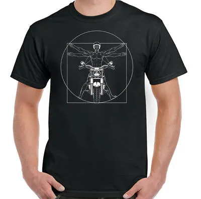 Biker T-Shirt Vitruvian Mens Funny Motorcycle Biker Motorbike Cafe Racer  • £6.99