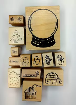 Make Your Own Snow Globe Gift Tags Rubber Stamp Set • $25