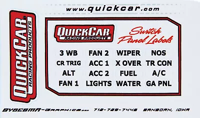 QUICKCAR RACING PRODUCTS Large Labels For Switch Panels 50-003 Dunebuggy & VW • $9.28