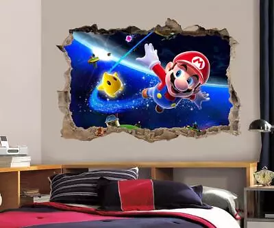 Super Mario Bros Galaxy Smashed Wall Decal Removable Wall Sticker Mural FS • $16.49