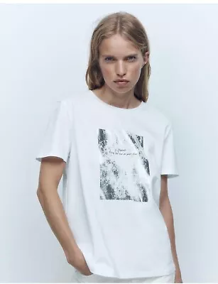Zara Cotton “ Worry Less” T-Shirt NWT Medium • $20
