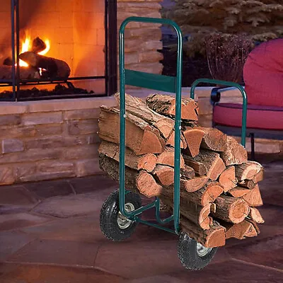 Firewood Log Cart Carrier Wood Mover Hauler Dolly Rack In/Outdoor W/Wheels 220lb • $54.99