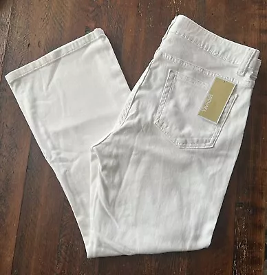 Nwt Michael Kors Womens Size 8 White Mk 5 Pocket Denim Flare Cropped Jeans Pants • $18.99