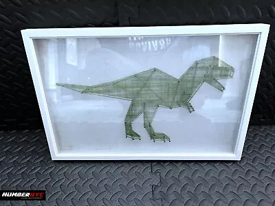 T-Rex Green String Wall Art Framed Under Glass Dinosaur Decor 12x18 Kids Room • $34.99