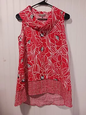 Habitat Clothes To Live In XS Sleeveless Top Red Floral Oversized • $12.50