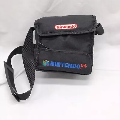 Nintendo 64 N64 Black Case Carrying Travel Shoulder Bag Embroidered Vintage • $22.99