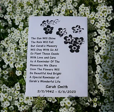 £3.99 • Buy Funeral Forget Me Not Seed Packets Flowers Remembrance Favour Personalised
