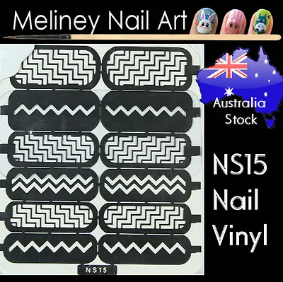 NS15 Chevron Nail Vinyl Sticker Decoration Stencil Vinyls Art Pattern Zip Zag • £3.09