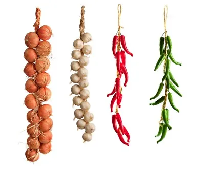 £14.99 • Buy Best Artificial Onion Garlic Red Green Chilli Vegetable Kitchen Hanging String 