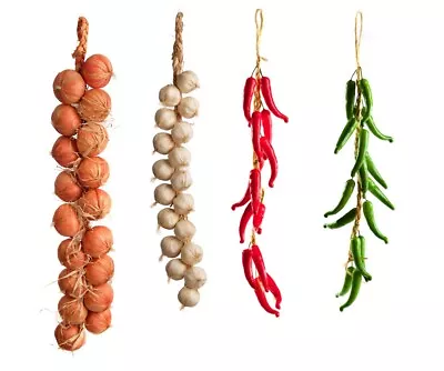 £10.99 • Buy Best Artificial Onion Garlic Red Green Chilli Vegetable Kitchen Hanging String 