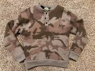 Cabela’s Wool Camo Windshear Lined Henley Hunting Sweater YOUTH M MPN# 941194 • $129.99