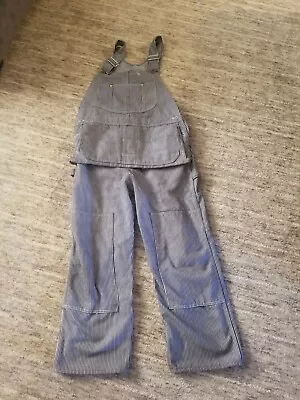 Toughskins 36 X 28 USA Made Railroad Stripe Denim Overalls W/ Tool Belt Apron • $60